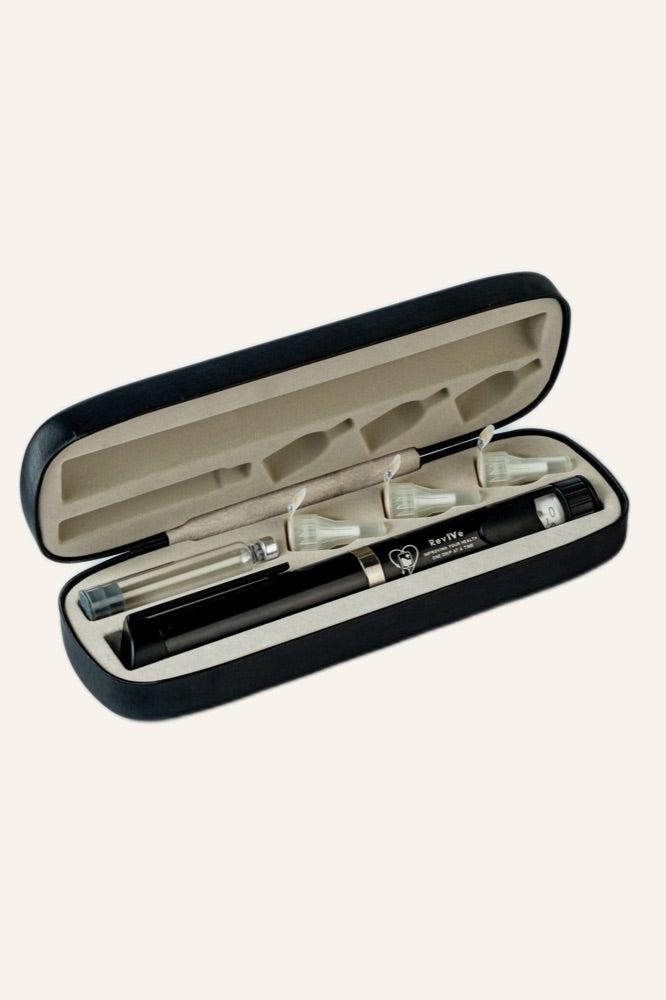 RevIVe NAD+ Pen Starter Kit — open case with pen, cartridge and micro-needles